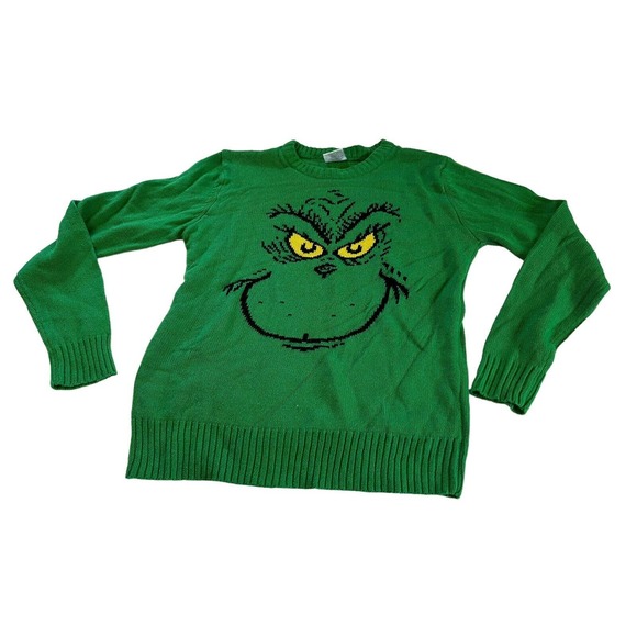 Ugly Christmas Sweater Other - The Grinch Face￼ Ugly Christmas Sweater Dr. Seuss Medium Green